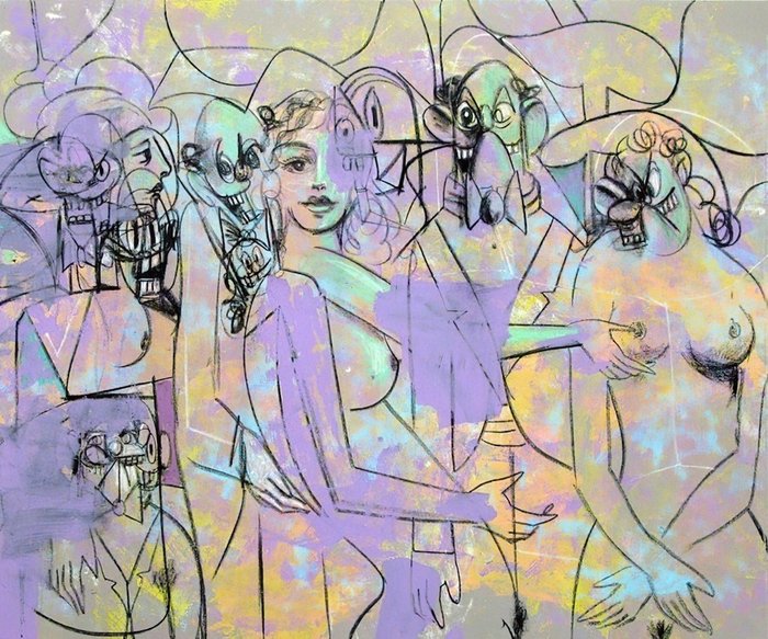 George Condo, Green and Purple Composition