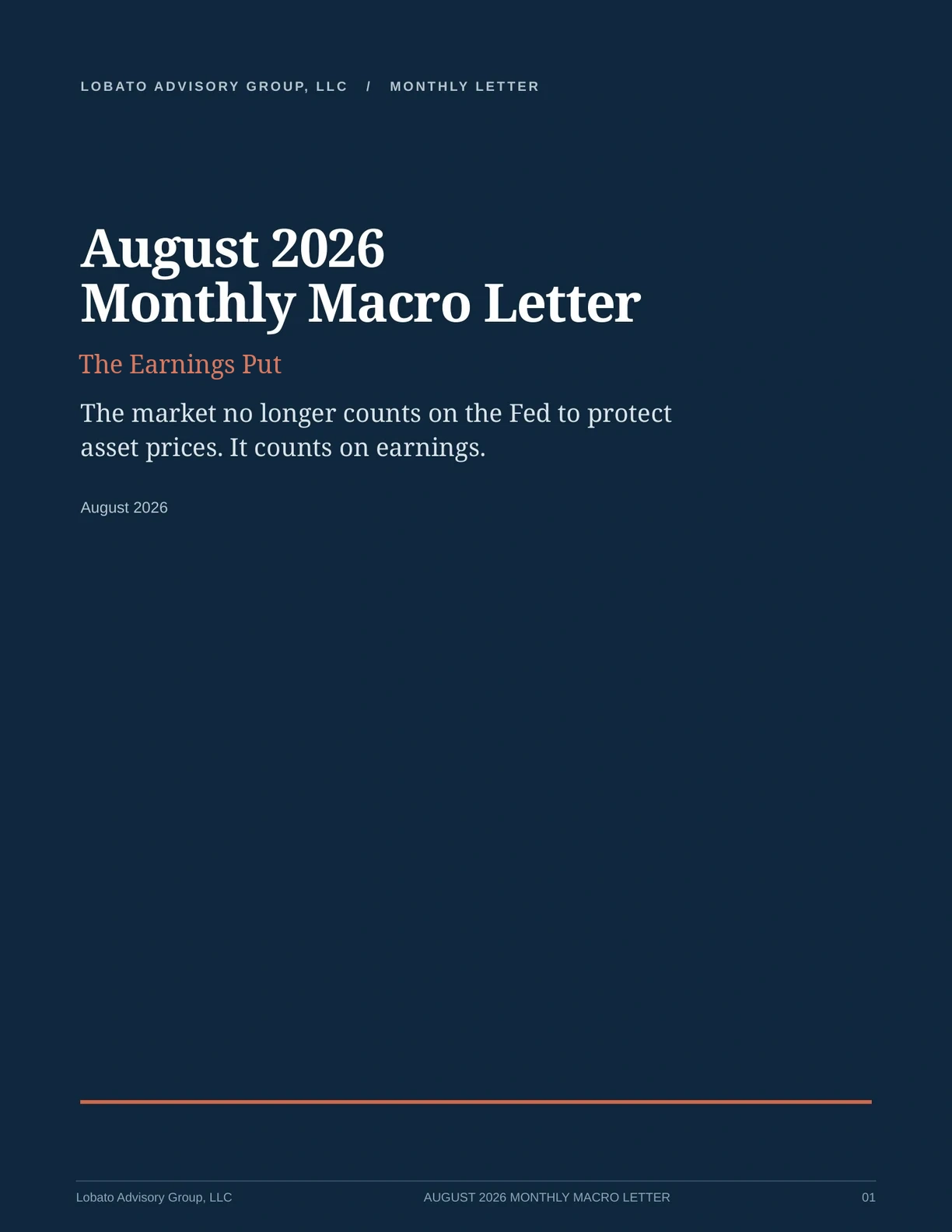 Cover of the August 2026 Monthly Macro Letter, The Earnings Put
