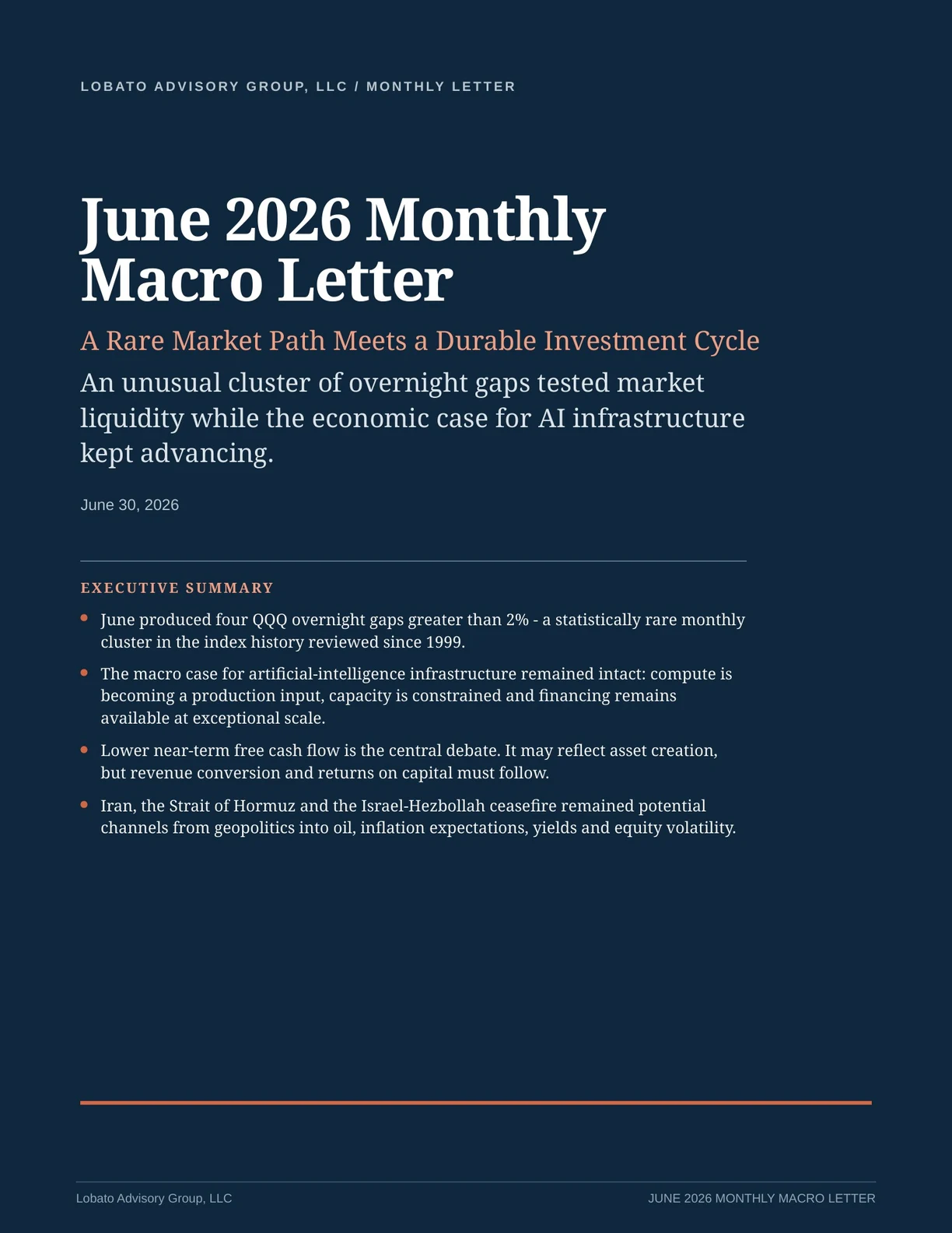 Cover of the June 2026 Monthly Macro Letter, A Rare Market Path Meets a Durable Investment Cycle